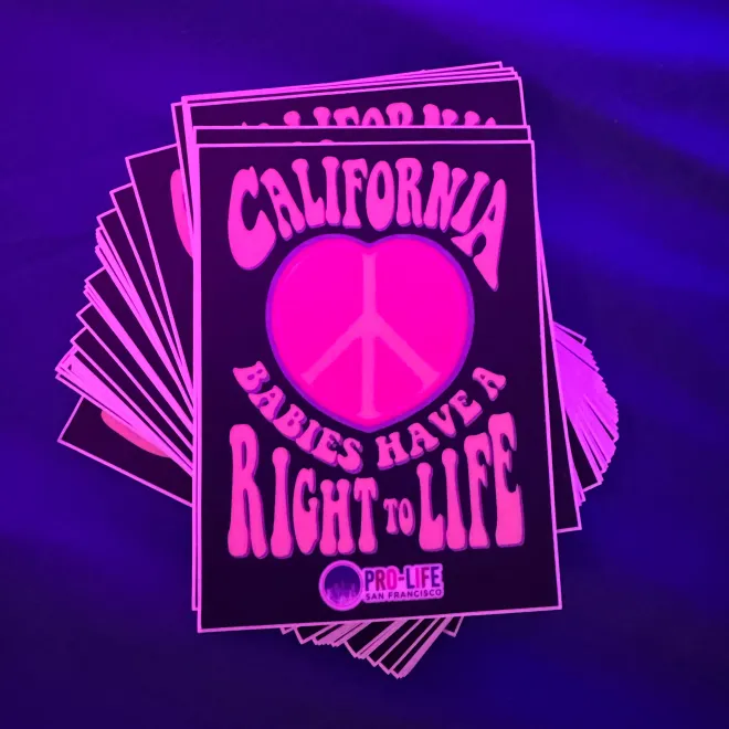 Pro-Life San Francisco sticker: California babies have a right to life